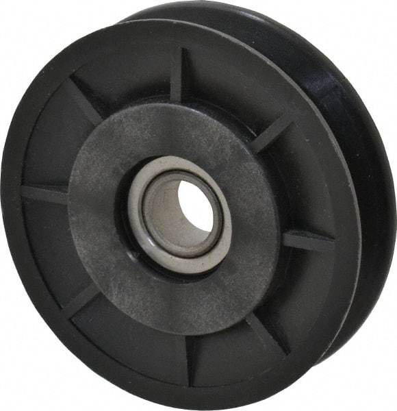 Fenner Drives - 1/2 Inside x 3" Outside Diam, 1/2" Wide Pulley Slot, Glass Reinforced Nylon Idler Pulley - 4L/A Belt Section, For Use with V-Belts - Apex Tool & Supply