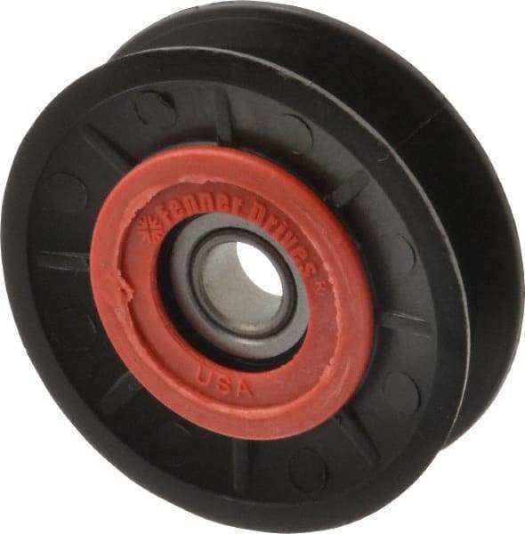 Fenner Drives - 1/2 Inside x 3.1" Outside Diam, 0.63" Wide Pulley Slot, Glass Reinforced Nylon Idler Pulley - 5L/B Belt Section, For Use with V-Belts - Apex Tool & Supply