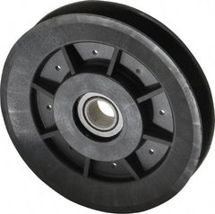 Fenner Drives - 1/2 Inside x 3.98" Outside Diam, 1/2" Wide Pulley Slot, Glass Reinforced Nylon Idler Pulley - 4L/A Belt Section, For Use with V-Belts - Apex Tool & Supply