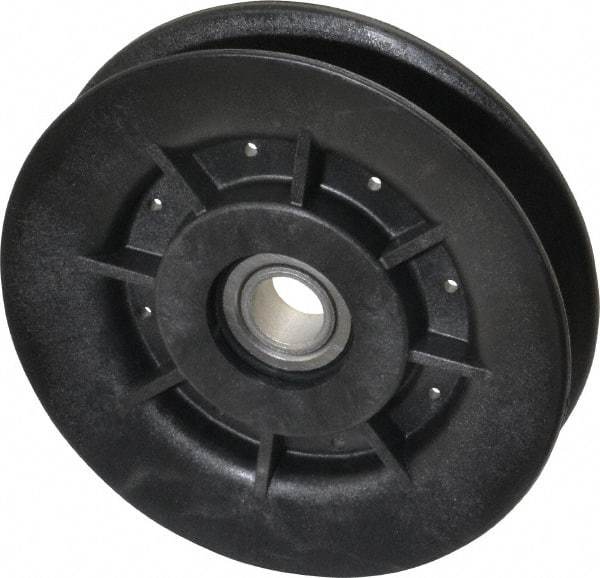 Fenner Drives - 1/2 Inside x 4" Outside Diam, 0.64" Wide Pulley Slot, Glass Reinforced Nylon Idler Pulley - 5L/B Belt Section, For Use with V-Belts - Apex Tool & Supply