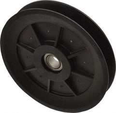 Fenner Drives - 1/2 Inside x 5.04" Outside Diam, 0.65" Wide Pulley Slot, Glass Reinforced Nylon Idler Pulley - 5L/B Belt Section, For Use with V-Belts - Apex Tool & Supply