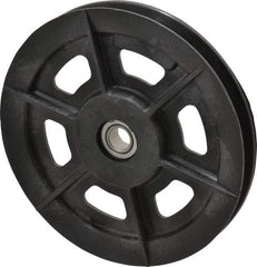 Fenner Drives - 1/2 Inside x 6.03" Outside Diam, 1/2" Wide Pulley Slot, Glass Reinforced Nylon Idler Pulley - 4L/A Belt Section, For Use with V-Belts - Apex Tool & Supply