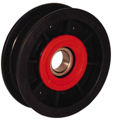 Fenner Drives - 17 Inside x 3-1/2" Outside Diam, 0.53" Wide Pulley Slot, Glass Reinforced Nylon Idler Pulley - 1/2" Belt Size Diam, For Use with Round Belts - Apex Tool & Supply