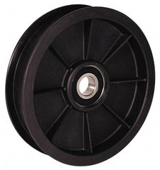 Fenner Drives - 1/2 Inside x 4.12" Outside Diam, 0.53" Wide Pulley Slot, Glass Reinforced Nylon Idler Pulley - 1/2" Belt Size Diam, For Use with Round Belts - Apex Tool & Supply