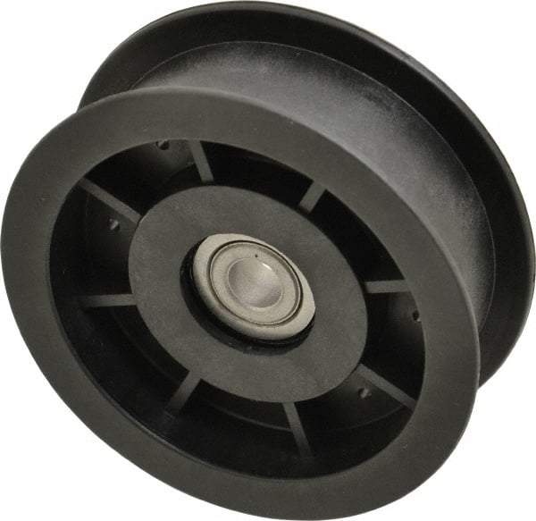 Fenner Drives - 3/8 Inside x 3-1/2" Outside Diam, 1" Wide Pulley Slot, Glass Reinforced Nylon Idler Pulley - For Use with Flat Belts, 13/16" Wide - Apex Tool & Supply