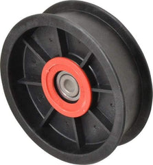 Fenner Drives - 3/8 Inside x 4-1/2" Outside Diam, 1.09" Wide Pulley Slot, Glass Reinforced Nylon Idler Pulley - For Use with Flat Belts, 29/32" Wide - Apex Tool & Supply