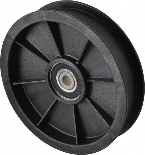 Fenner Drives - 3/8 Inside x 5.56" Outside Diam, 1.02" Wide Pulley Slot, Glass Reinforced Nylon Idler Pulley - For Use with Flat Belts, 7/8" Wide - Apex Tool & Supply