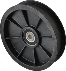 Fenner Drives - 3/8 Inside x 5.56" Outside Diam, 1.02" Wide Pulley Slot, Glass Reinforced Nylon Idler Pulley - For Use with Flat Belts, 7/8" Wide - Apex Tool & Supply