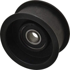 Fenner Drives - 1/2 Inside x 3.38" Outside Diam, 1.38" Wide Pulley Slot, Glass Reinforced Nylon Idler Pulley - For Use with Flat Belts, 1-1/8" Wide - Apex Tool & Supply