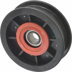 Fenner Drives - 1/2 Inside x 3-1/2" Outside Diam, 0.77" Wide Pulley Slot, Glass Reinforced Nylon Idler Pulley - For Use with Flat Belts, 5/8" Wide - Apex Tool & Supply