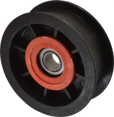 Fenner Drives - 1/2 Inside x 3-1/2" Outside Diam, 1" Wide Pulley Slot, Glass Reinforced Nylon Idler Pulley - For Use with Flat Belts, 13/16" Wide - Apex Tool & Supply
