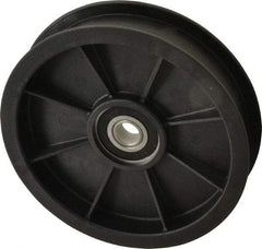 Fenner Drives - 1/2 Inside x 5.56" Outside Diam, 1.02" Wide Pulley Slot, Glass Reinforced Nylon Idler Pulley - For Use with Flat Belts, 7/8" Wide - Apex Tool & Supply