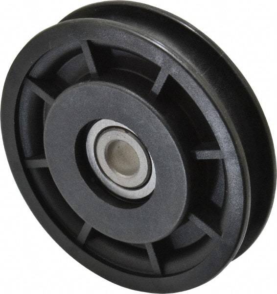 Fenner Drives - 3/8 Inside x 3.05" Outside Diam, 0.4" Wide Pulley Slot, Glass Reinforced Nylon Idler Pulley - 3/8" Belt Size Diam, For Use with Round Belts - Apex Tool & Supply