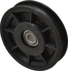 Fenner Drives - 3/8 Inside x 3-1/2" Outside Diam, 0.53" Wide Pulley Slot, Glass Reinforced Nylon Idler Pulley - 1/2" Belt Size Diam, For Use with Round Belts - Apex Tool & Supply