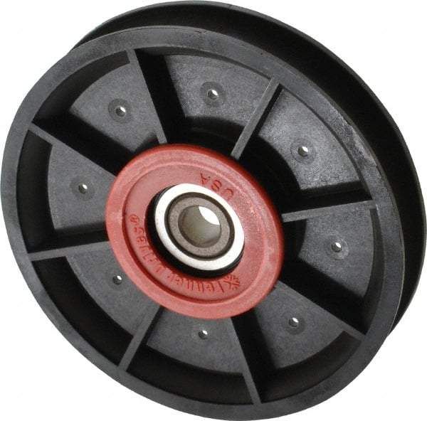 Fenner Drives - 3/8 Inside x 4.12" Outside Diam, 0.53" Wide Pulley Slot, Glass Reinforced Nylon Idler Pulley - 1/2" Belt Size Diam, For Use with Round Belts - Apex Tool & Supply