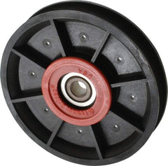 Fenner Drives - 3/8 Inside x 4.12" Outside Diam, 0.53" Wide Pulley Slot, Glass Reinforced Nylon Idler Pulley - 1/2" Belt Size Diam, For Use with Round Belts - Apex Tool & Supply