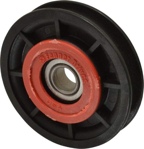 Fenner Drives - 1/2 Inside x 3.05" Outside Diam, 0.4" Wide Pulley Slot, Glass Reinforced Nylon Idler Pulley - 3/8" Belt Size Diam, For Use with Round Belts - Apex Tool & Supply