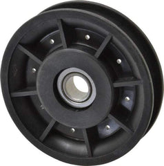 Fenner Drives - 1/2 Inside x 3-1/2" Outside Diam, 0.53" Wide Pulley Slot, Glass Reinforced Nylon Idler Pulley - 1/2" Belt Size Diam, For Use with Round Belts - Apex Tool & Supply