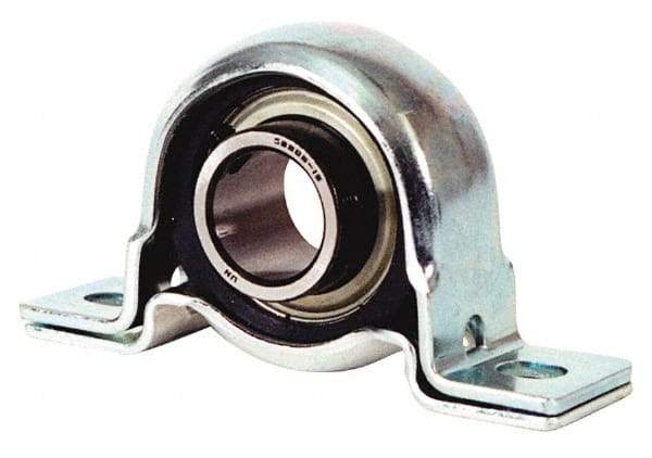 Value Collection - 1-1/4" ID, 5-3/4" OAL x 3-1/8" OAH Pillow Block - 2,500 Lb Static Cap, 4,300 Lb Dyn Cap, 4-1/4" Btw Mnt Hole Ctrs, 1.563" Base-to-Ctr Ht, Stamped Steel Rubber Mount - Apex Tool & Supply