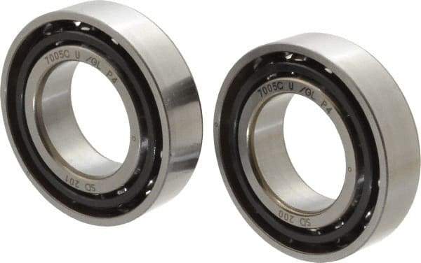 Nachi - 25mm Bore Diam, 47mm OD, Open Angular Contact Radial Ball Bearing - 12mm Wide, 1 Row, Round Bore, 17,300 Nm Static Capacity, 21,000 Nm Dynamic Capacity - Apex Tool & Supply