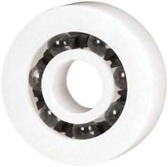 Made in USA - 1/4" Bore Diam, 3/4" OD, Open Plastic Race Radial Ball Bearing - 7/32" Wide, 1 Row, Round Bore, 17 Lb Static Capacity, 26 Lb Dynamic Capacity - Apex Tool & Supply