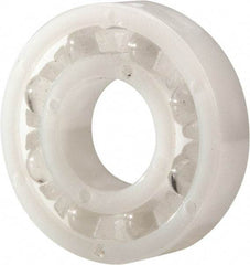 Made in USA - 3/8" Bore Diam, 7/8" OD, Open Plastic Race Radial Ball Bearing - 7/32" Wide, 1 Row, Round Bore, 33 Lb Static Capacity, 42 Lb Dynamic Capacity - Apex Tool & Supply