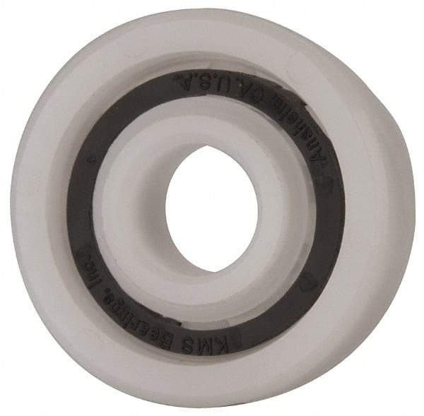 Made in USA - 3/8" Bore Diam, 1-1/8" OD, Open Plastic Race Radial Ball Bearing - 3/8" Wide, 1 Row, Round Bore, 43 Lb Static Capacity, 55 Lb Dynamic Capacity - Apex Tool & Supply