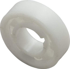 Made in USA - 5/8" Bore Diam, 1-3/8" OD, Open Plastic Race Radial Ball Bearing - 7/16" Wide, 1 Row, Round Bore, 46 Lb Static Capacity, 69 Lb Dynamic Capacity - Apex Tool & Supply