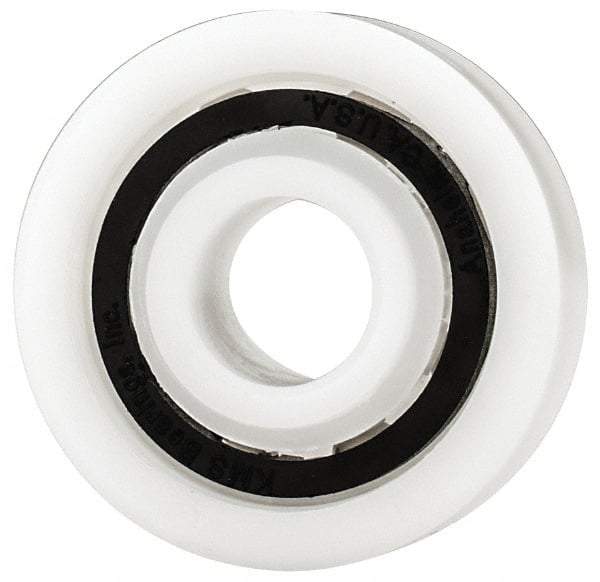 Made in USA - 3/8" Bore Diam, 1-1/8" OD, Open Plastic Race Radial Ball Bearing - 3/8" Wide, 1 Row, Round Bore, 43 Lb Static Capacity, 55 Lb Dynamic Capacity - Apex Tool & Supply