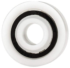 Made in USA - 3/8" Bore Diam, 1-1/8" OD, Open Plastic Race Radial Ball Bearing - 3/8" Wide, 1 Row, Round Bore, 43 Lb Static Capacity, 55 Lb Dynamic Capacity - Apex Tool & Supply
