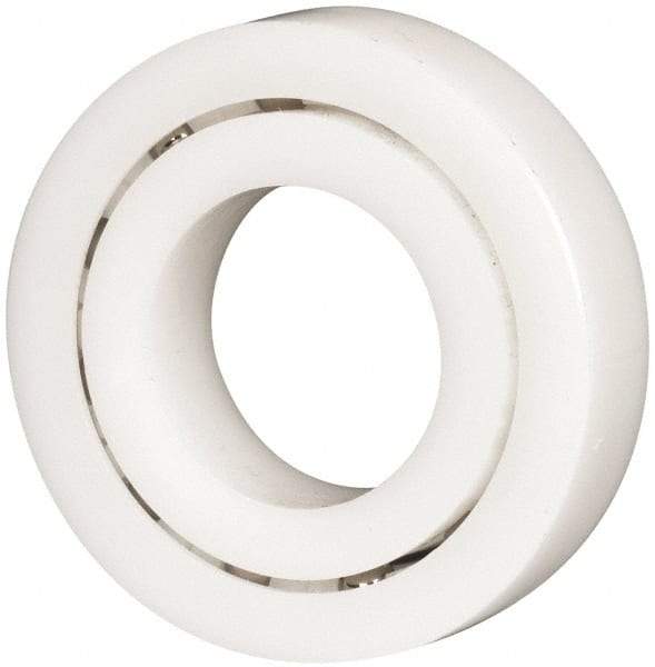 Made in USA - 1" Bore Diam, 2" OD, Open Plastic Race Radial Ball Bearing - 1/2" Wide, 1 Row, Round Bore, 61 Lb Static Capacity, 92 Lb Dynamic Capacity - Apex Tool & Supply