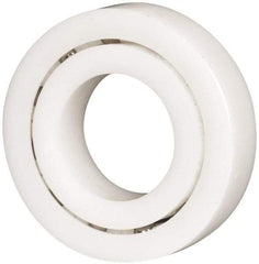 Made in USA - 1" Bore Diam, 2" OD, Open Plastic Race Radial Ball Bearing - 1/2" Wide, 1 Row, Round Bore, 61 Lb Static Capacity, 92 Lb Dynamic Capacity - Apex Tool & Supply