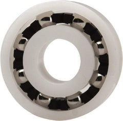 Made in USA - 8mm Bore Diam, 22mm OD, Open Plastic Race Radial Ball Bearing - 7mm Wide, 1 Row, Round Bore, 33 Lb Static Capacity, 42 Lb Dynamic Capacity - Apex Tool & Supply