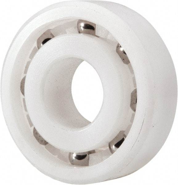 Made in USA - 10mm Bore Diam, 26mm OD, Open Plastic Race Radial Ball Bearing - 8mm Wide, 1 Row, Round Bore, 33 Lb Static Capacity, 42 Lb Dynamic Capacity - Apex Tool & Supply