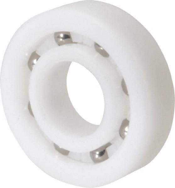 Made in USA - 12mm Bore Diam, 28mm OD, Open Plastic Race Radial Ball Bearing - 8mm Wide, 1 Row, Round Bore, 43 Lb Static Capacity, 55 Lb Dynamic Capacity - Apex Tool & Supply