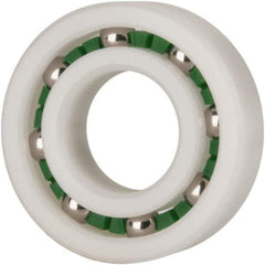Made in USA - 15mm Bore Diam, 32mm OD, Open Plastic Race Radial Ball Bearing - 9mm Wide, 1 Row, Round Bore, 43 Lb Static Capacity, 55 Lb Dynamic Capacity - Apex Tool & Supply