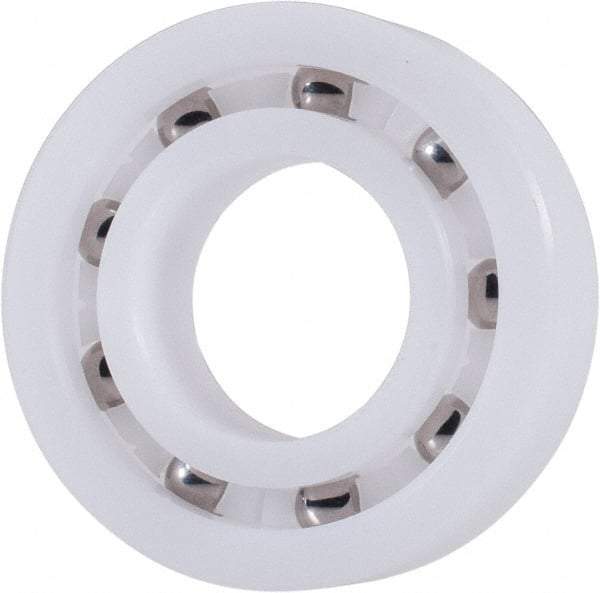 Made in USA - 17mm Bore Diam, 35mm OD, Open Plastic Race Radial Ball Bearing - 10mm Wide, 1 Row, Round Bore, 46 Lb Static Capacity, 69 Lb Dynamic Capacity - Apex Tool & Supply