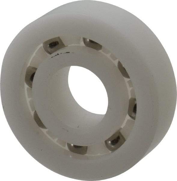 Made in USA - 12mm Bore Diam, 32mm OD, Open Plastic Race Radial Ball Bearing - 10mm Wide, 1 Row, Round Bore, 43 Lb Static Capacity, 55 Lb Dynamic Capacity - Apex Tool & Supply