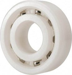 Made in USA - 15mm Bore Diam, 35mm OD, Open Plastic Race Radial Ball Bearing - 11mm Wide, 1 Row, Round Bore, 46 Lb Static Capacity, 69 Lb Dynamic Capacity - Apex Tool & Supply