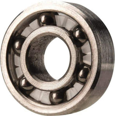 Made in USA - 1/4" Bore Diam, 5/8" OD, Open Precision Ground Radial Ball Bearing - 3/16" Wide, 1 Row, Round Bore, 51 Lb Static Capacity, 78 Lb Dynamic Capacity - Apex Tool & Supply