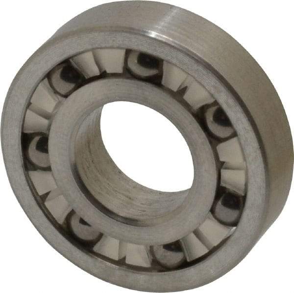 Made in USA - 3/8" Bore Diam, 7/8" OD, Open Precision Ground Radial Ball Bearing - 7/32" Wide, 1 Row, Round Bore, 99 Lb Static Capacity, 126 Lb Dynamic Capacity - Apex Tool & Supply