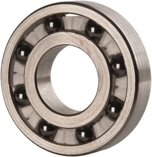 Made in USA - 1/2" Bore Diam, 1-1/8" OD, Open Precision Ground Radial Ball Bearing - 1/4" Wide, 1 Row, Round Bore, 129 Lb Static Capacity, 165 Lb Dynamic Capacity - Apex Tool & Supply