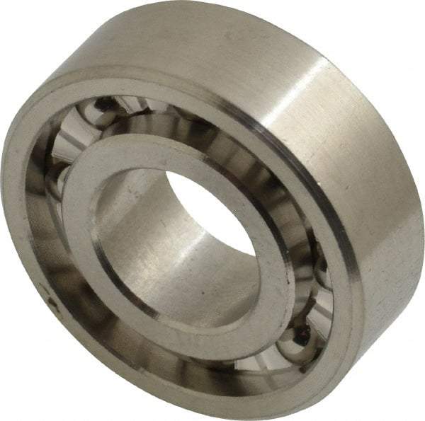 Made in USA - 1/2" Bore Diam, 1-1/8" OD, Open Precision Ground Radial Ball Bearing - 3/8" Wide, 1 Row, Round Bore, 129 Lb Static Capacity, 165 Lb Dynamic Capacity - Apex Tool & Supply
