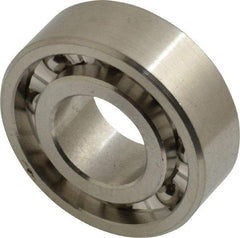 Made in USA - 1/2" Bore Diam, 1-1/8" OD, Open Precision Ground Radial Ball Bearing - 3/8" Wide, 1 Row, Round Bore, 129 Lb Static Capacity, 165 Lb Dynamic Capacity - Apex Tool & Supply
