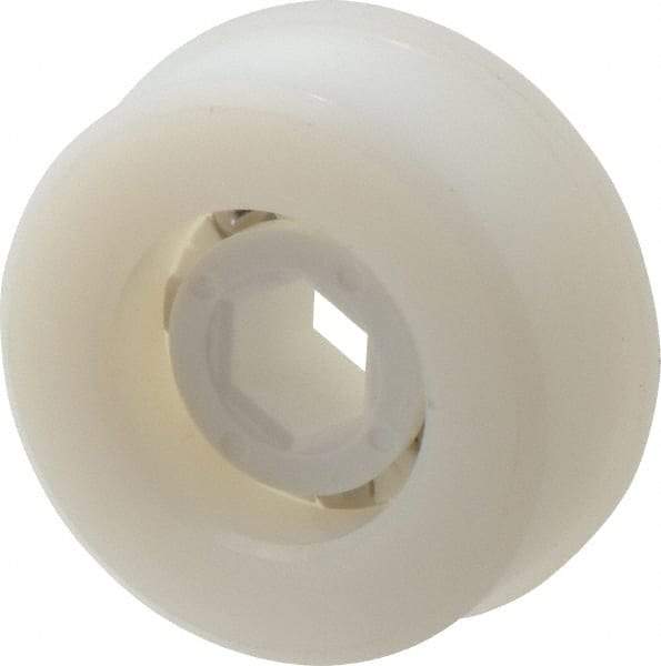 Made in USA - 1 Row, 1.87" OD, 7/16" Hex Bore Conveyor Roller Bearing - 92 Lb Capacity, 729 Max RPM, Stainless Steel with Polypropylene Housing - Apex Tool & Supply