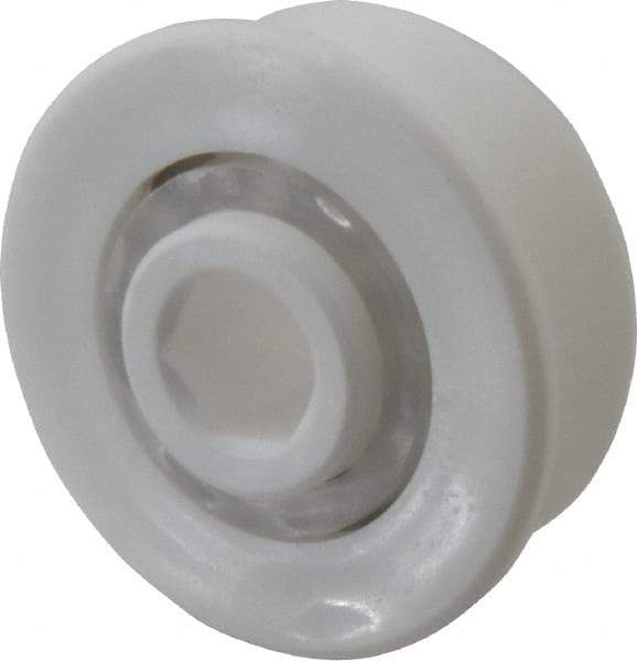 Made in USA - 2 Row, 1.6" OD, 7/16" Hex Bore Conveyor Roller Bearing - 85 Lb Capacity, 855 Max RPM, Stainless Steel with Polypropylene Housing - Apex Tool & Supply