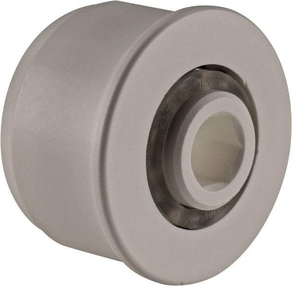 Made in USA - 2 Row, 1.78" OD, 7/16" Hex Bore Conveyor Roller Bearing - 85 Lb Capacity, 855 Max RPM, Stainless Steel with Polypropylene Housing - Apex Tool & Supply