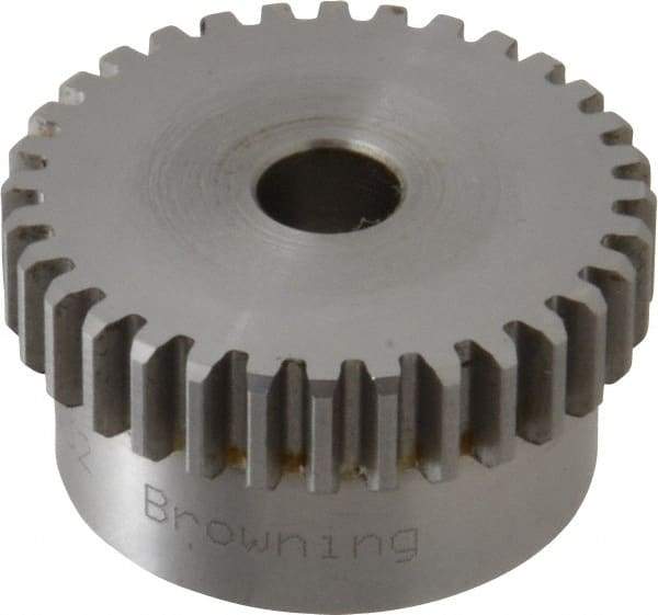 Browning - 20 Pitch, 1.6" Pitch Diam, 32 Tooth Spur Gear - 3/8" Bore Diam, 1-7/16" Hub Diam, Steel - Apex Tool & Supply