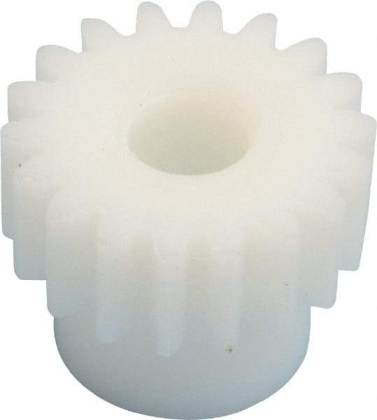 Poly Hi Solidur - 20 Pitch, 0.9" Pitch Diam, 1" OD, 18 Tooth Spur Gear - 3/8" Face Width, 5/16" Bore Diam, 43/64" Hub Diam, 20° Pressure Angle, Acetal - Apex Tool & Supply