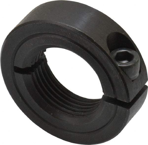 Climax Metal Products - 1-14 Thread, Steel, One Piece Threaded Shaft Collar - 1-3/4" Outside Diam, 1/2" Wide - Apex Tool & Supply